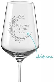 Svadobný pohár na víno Lúčny veniec - ďakujem za syna
