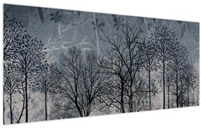 Obraz - Siluety stromov s listami (120x50 cm)