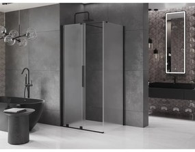 Mexen Velar, sprchový kút s posuvnými dverami 100 x 80 cm, 8mm sklo námraza, čierna matná, 871-100-080-31-70