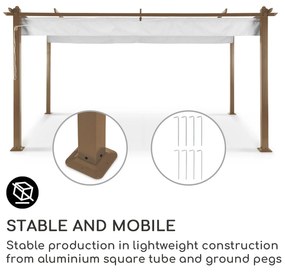 Pantheon Rust, pergola, hliníkové hranaté rúrky, 3x4 m, 4 rohové stĺpy, vodeodolná