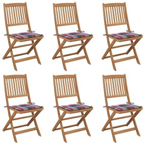 Skladacie záhradné stoličky s podložkami 6 ks akáciový masív 3065501
