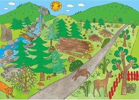 MARIONETINO – Zadná scéna k rozprávke O troch prasiatkach (2 motívy)