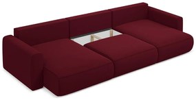 Vínovočervená zamatová rozkladacia/s úložným priestorom rohová pohovka (do tvaru "U") Kapua – Makamii