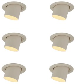 Sada 6 zapustených bodových svetiel béžová GU10 50 mm okrúhle otočné a naklápacie - Installa