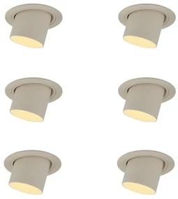 Sada 6 zapustených bodových svetiel béžová GU10 50 mm okrúhle otočné a naklápacie - Installa