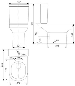 Aqualine Aqualine, VERMET WC kombi mísa, spodný/zadný odpad, biela, VR038