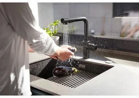 KFA Armatura 6623-110-81 - Drezová batéria s vyťah. sprškou DUERO BASIC m. čierna