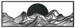 drevko Široký obraz Západ slnka za horami Rozmer obrazu: 32 x 89 cm, Farba dekorácie: Čierna