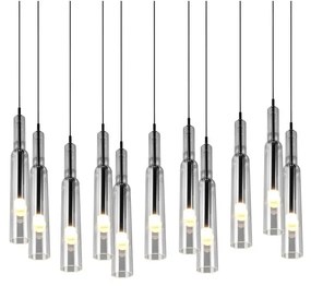 LED závesné svietidlo so skleneným tienidlom v čierno-striebornej farbe Lucent – Trio Select