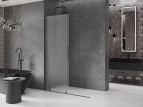 Mexen Velar, sprchová zástena s posuvnými dverami Walk-in 140 x 200 cm, 8mm sklo námraza, grafitová, 871-140-000-33-95