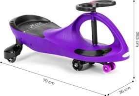 Gravitačné jazdítko ECOTOYS 360° volant s LED kolieskami, gumové kolesá, 3+ fialové