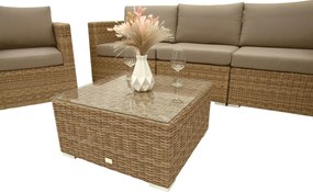 DEOKORK Ratanová variabilná zostava MALIBU pre 5 osôb (béžovo-hnedá)