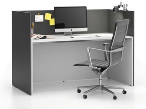 Kancelárska zostava single s paravánom SEGMENT, rovná, biela/grafit