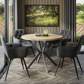 Okrúhly rozkladací jedálensky stôl MARION 100 - 176 cm dub sonoma Farba nôh: Čierna