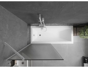 Mexen Next, vaňová zástena 1-krídlová 80 x 150 cm, fixné krídlo, 6 mm sklo s pruhmi, biely profil, 895-080-000-00-09-20