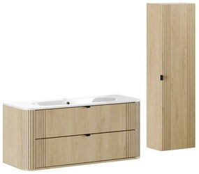 Kúpeľňová zostava Ovalia Pure so zápustným umývadlom a skrinkami 120 cm dub cremona