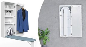 Nástenná zrkadlová úložná skrinka s výklopnou žehliacou doskou