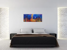 Obraz - jesenné koruny stromov, moderný impresionizmus (120x50 cm)