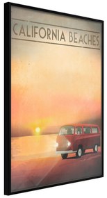 Artgeist Plagát - California Beaches [Poster] Veľkosť: 40x60, Verzia: Zlatý rám s passe-partout