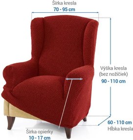 Super strečové poťahy NIAGARA tehlová kreslo ušiak (š. 70 - 95 cm)