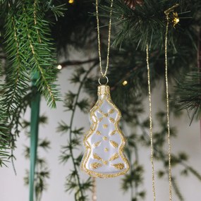 Bella Rose Sklenená vianočná ozdoba Stromek Bílá Mat