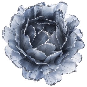 Závesný kvet z peria sivo - modrá, 8 cm