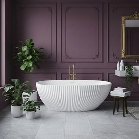 Rea Carmen, voľne stojaca vaňa 170x85 cm, biela, zlatý matný click-clack, KPL-W7506