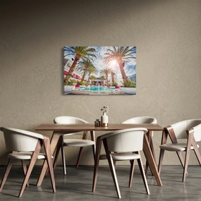 Obraz - palmy s bazénom (90x60 cm)