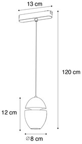 Moderné čierne závesné svietidlo pre 1-fázový koľajnicový systém vrátane LED - Magnetic Eggy