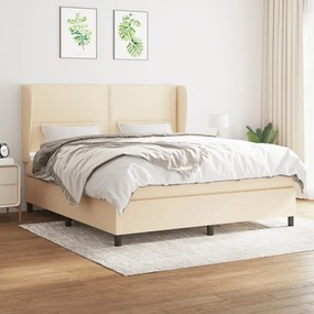 Posteľný rám boxspring s matracom krémový 160x200 cm látka 3127898