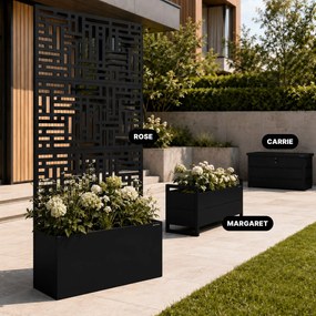 Záhradná kovová pergola s kvetináčom 3v1 čierna, 900x1800x300 mm: ROSE