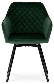 Autronic -  Jedálenská stolička DCH-425 GRN4 smaragdovo zelená zamatová látka, kov nohy, čierny matný