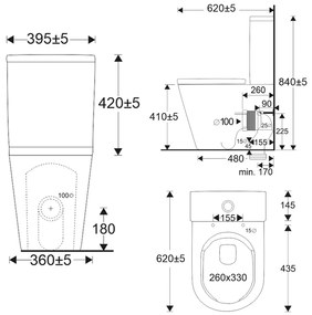 Mereo Mereo, WC kombi, vario odpad, kapotované, Smart Flush RIMLESS, keramické, vr. sedátka, MER-VSD91T2