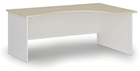 Ergonomický kancelársky pracovný stôl PRIMO WHITE, 1800 x 1200 mm, pravý, biela/breza