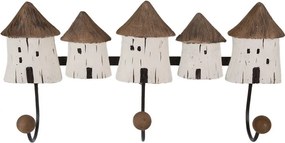 Nástenný vešiak s 3-mi háčikmi a drevenými domčekmi - 38*8*19 cm