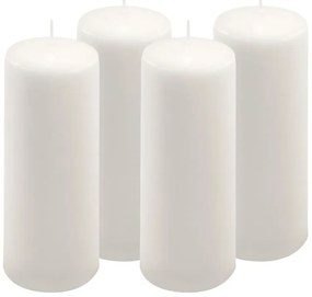 Sada stĺpových sviečok, 20 cm, Ø 7,5 cm, biela, 4 ks