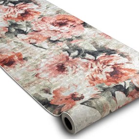 Protišmykový behúň LOTUS BOUQUET 52900 kvety béžový / ružový