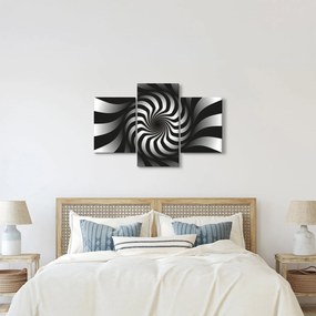 Abstraktný obraz čiernobiele špirály (90x60 cm)