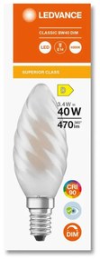 LED žiarovka E14 BW40 3,4W = 40W 470lm 4000K Neutrálna 300° CRI90 Vlákno Mlieko Stmievateľné LEDVANCE Superior