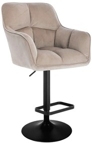 LuxuryForm DESIGN Barová stolička AMALFI VELUR na čiernom tanieri - latte