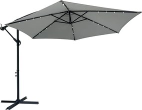 Veľký polohovateľný slnečník AVENBERG SUNNY LED 300, priemer 3M, sivá