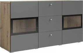 Komoda so zásuvkami Baros 26 - 132 cm - Dub artisan / šedý mat
