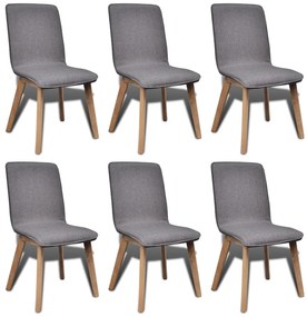 Jedálenské stoličky 6 ks, svetlosivé, látka a dubový masív 270569