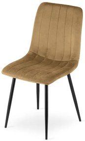 Set troch jedálenských stoličiek LAVA zamatové, hnedé / čierne nohy (3 ks)