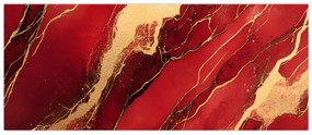 Obraz - Červeno-zlatý mramor (120x50 cm)