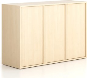 Kancelárska skriňa FRAME, nízka, 3 dvere, 1299 x 450 x 881 mm, PUSH-lock, breza