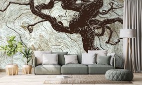 Samolepiaca tapeta abstraktný strom na dreve - 225x150