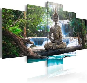 Obraz - Buddha and waterfall Veľkosť: 100x50, Verzia: Premium Print