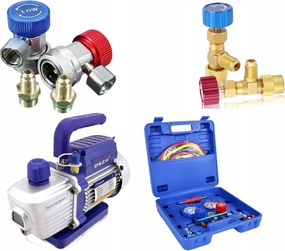 Vákuová Pumpa 42L/MIN+Manometre R134A R410A R404A Sada Na Klimatizáciu