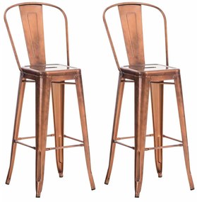 Kovová barová stolička v industriálnom štýle Aiden (SET 2 ks) - Meď